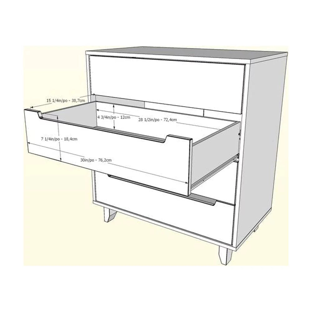 4 Drawer Chest in White and Natural Maple O671
