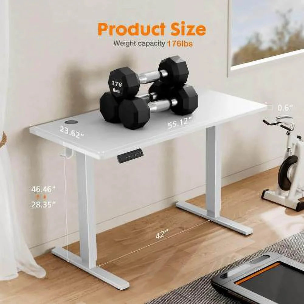White Electric Height Adjustable Standing Desk T61234