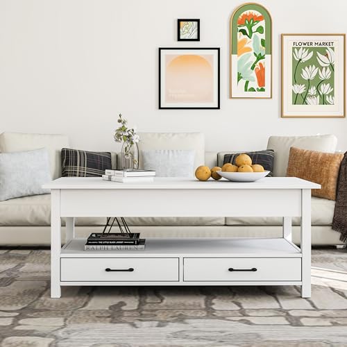 Lift Top Coffee Table with Hidden Compartment and Drawers P9248