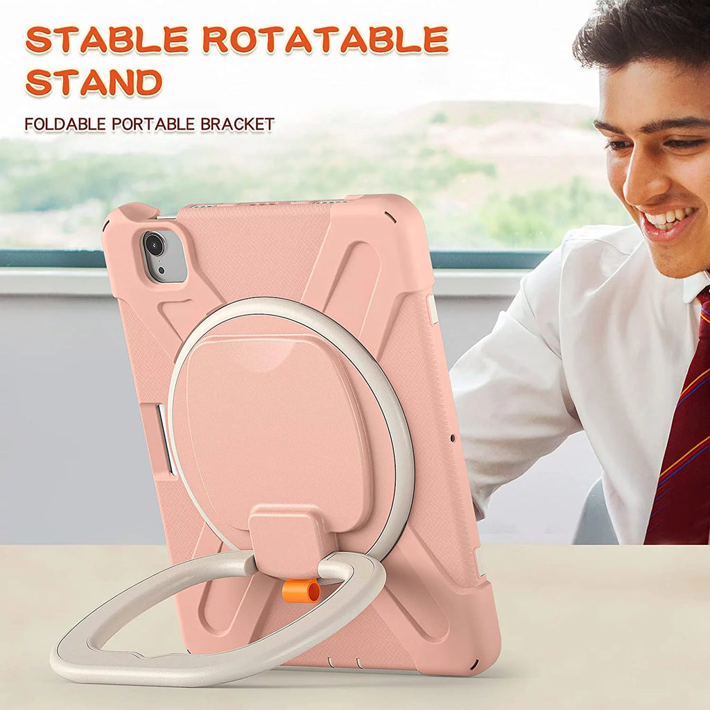 iPad Case with Rotatable Stand Shoulder Strap Pencil Holder Shockproof Silicone X70809