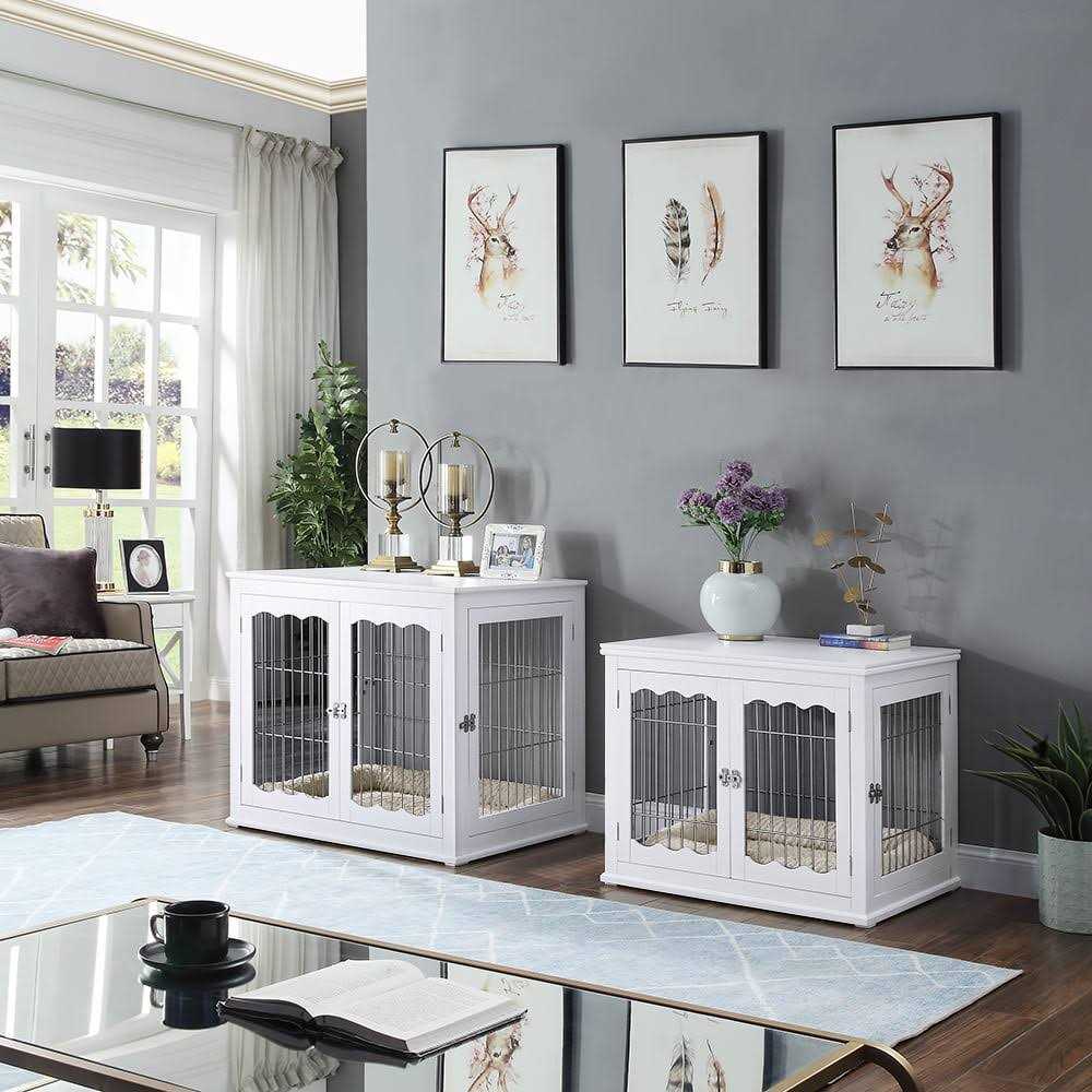 Wooden Dog Crate End Table with Cushion Q7317