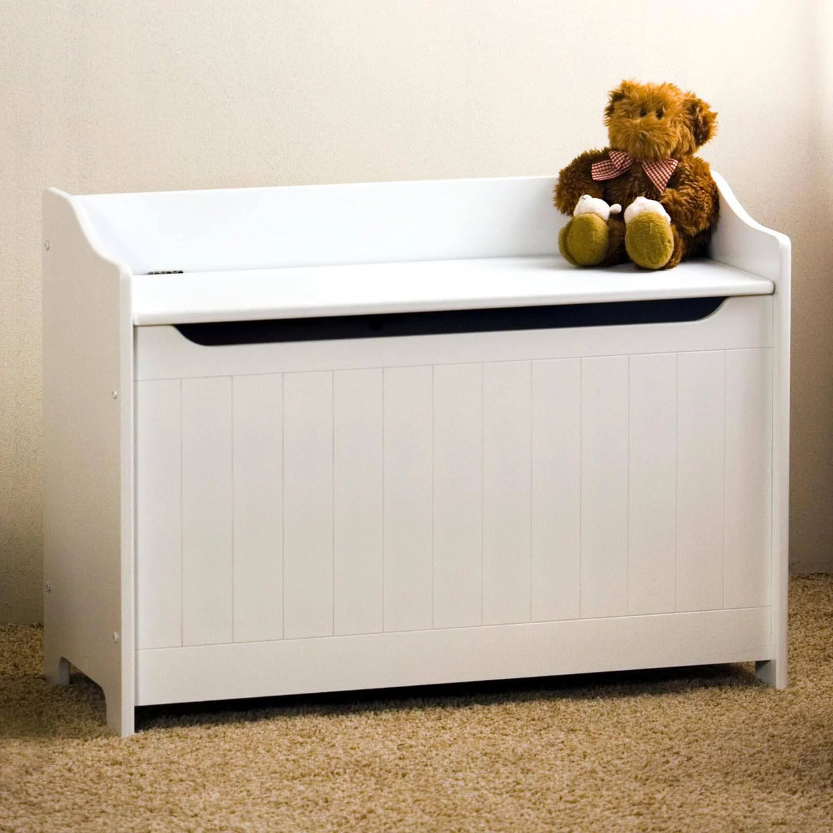 Wood Storage Bench in White Q3175