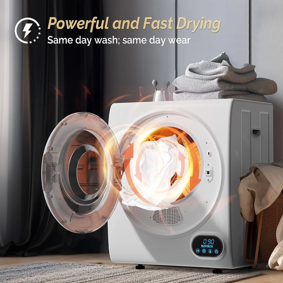 Portable 110V Front Load Laundry Dryer with Stainless Steel Tub B475871