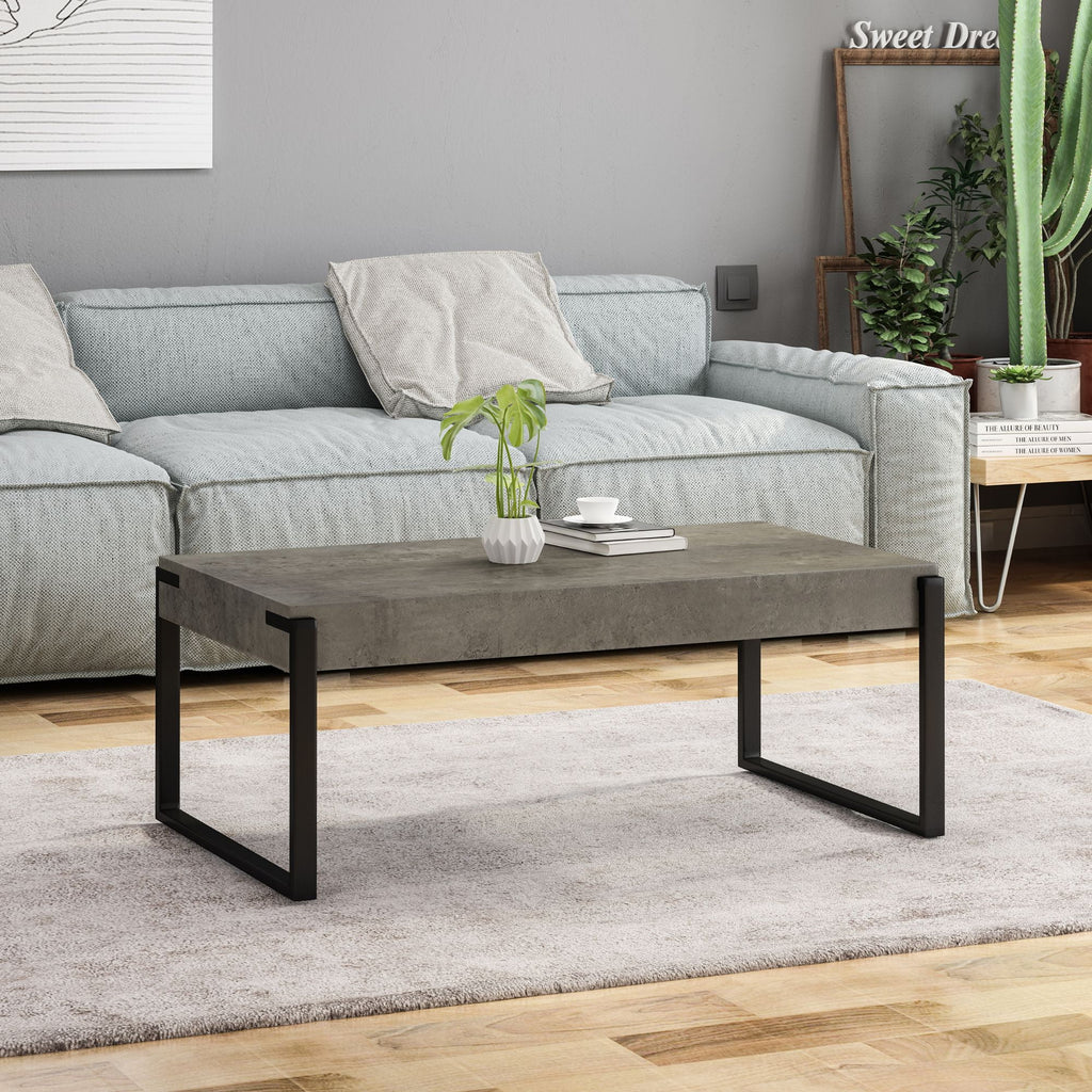 Black and Gray Hand Crafted Rectangular Coffee Table Y9413