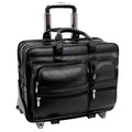 Black Detachable Wheeled Leather Laptop Case R8369