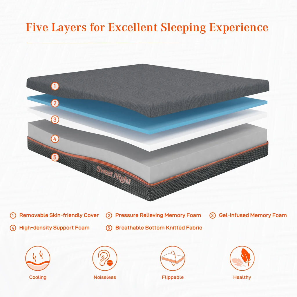 10 Cool Gel Memory Foam Queen Mattress S405867