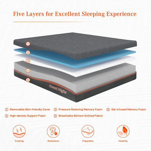 10 Cool Gel Memory Foam Queen Mattress S405867