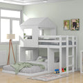 White Wooden Twin Over Full Bunk Bed with Ladder and Guardrails G2721