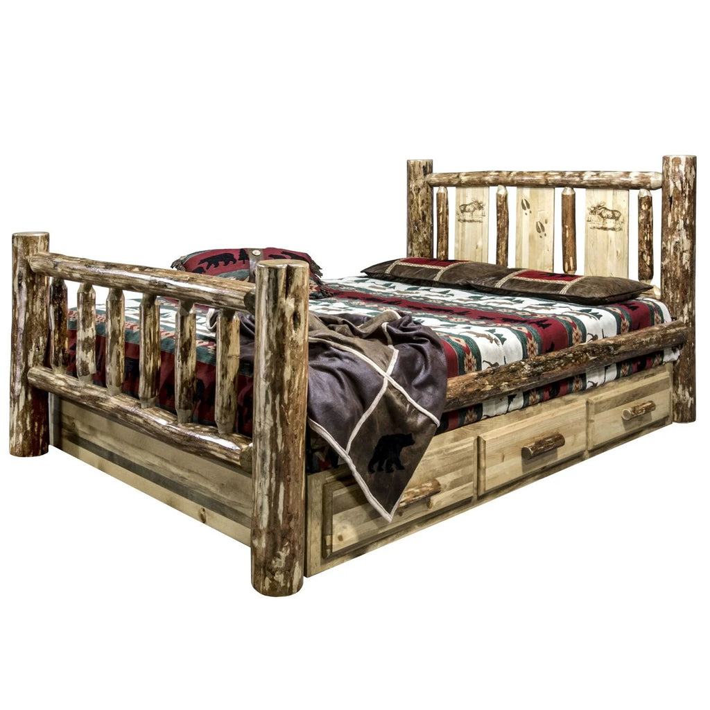 Brown California King Wood Storage Bed M96501
