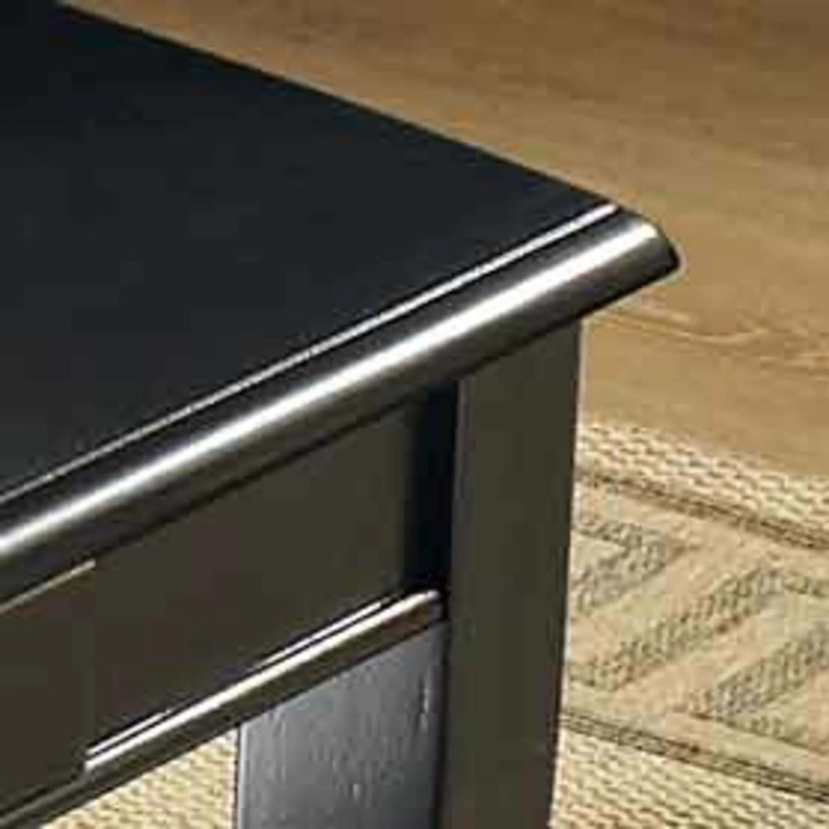 Black Rectangle Coffee Table with Storage and Shelf H8829