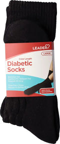 Black Large Non-Binding Moisture-Wicking Diabetic Socks 3 Pair W953392