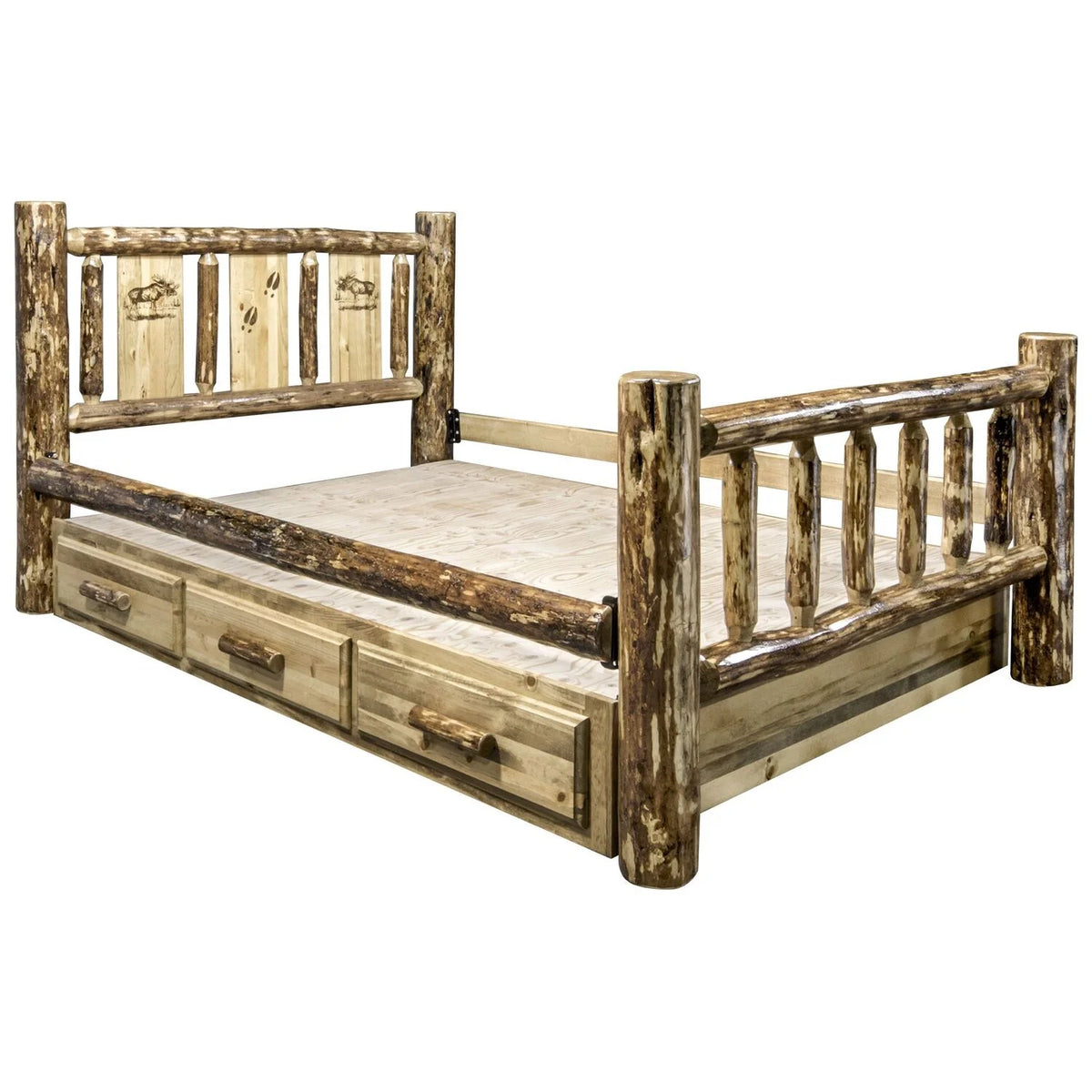 Brown California King Wood Storage Bed M96501