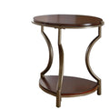 Cherry Finish Wood and Metal Round End Table I2539