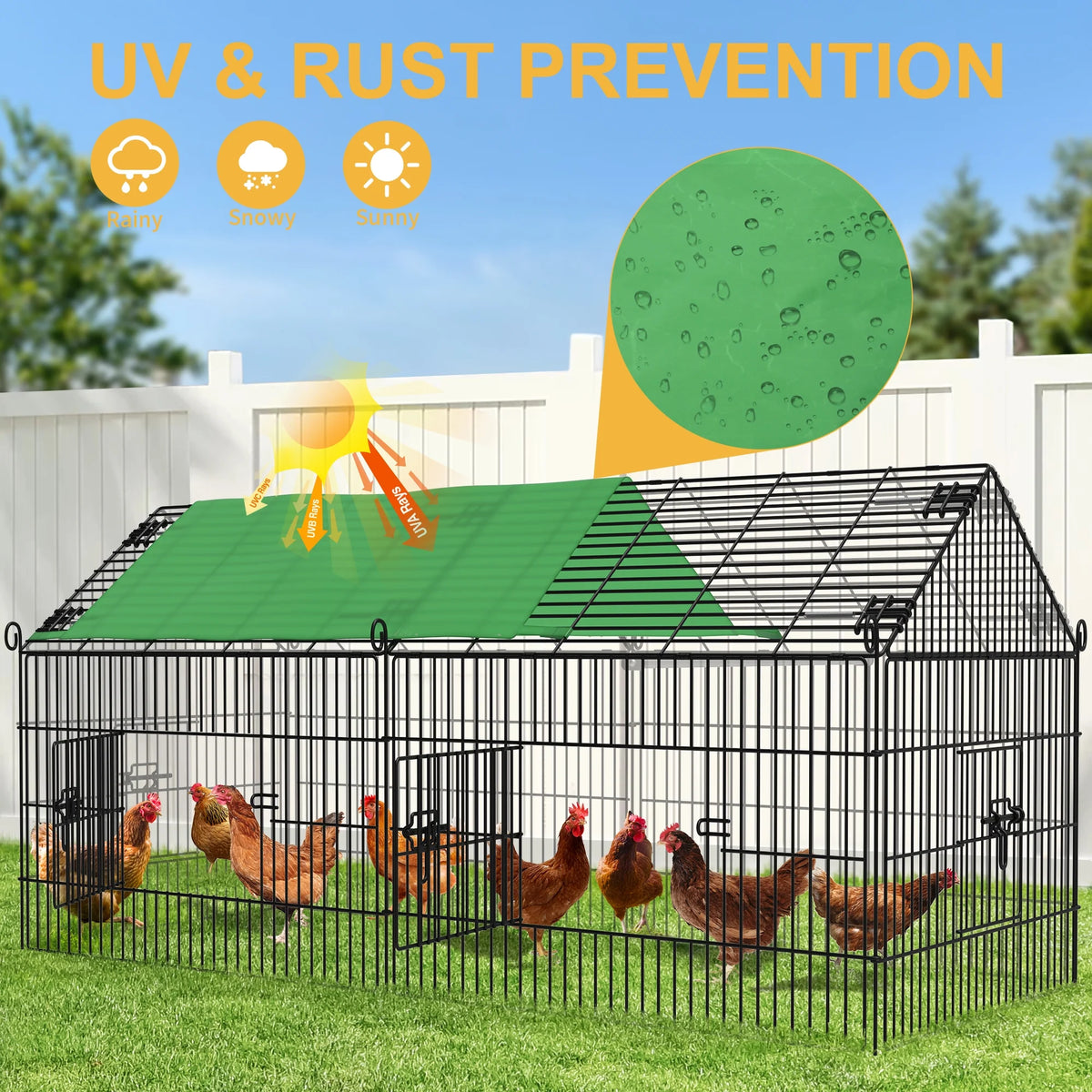 71-inch Metal Chicken Coop with Waterproof Cover O7026