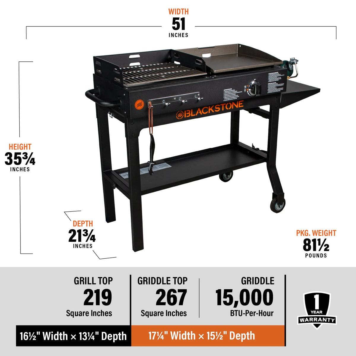 Propane Griddle and Charcoal Grill Combo Z1315