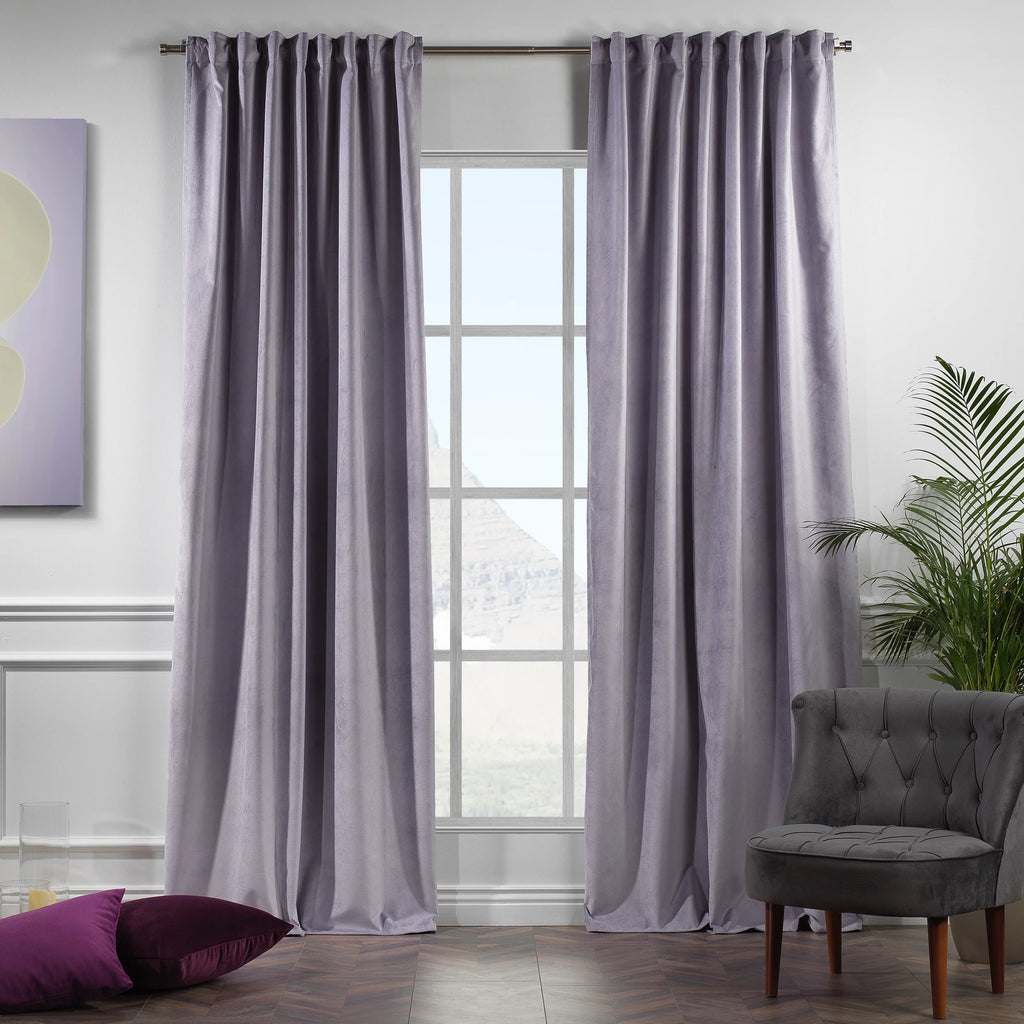 Matte Velvet Curtains Set of 2 Panels S98274