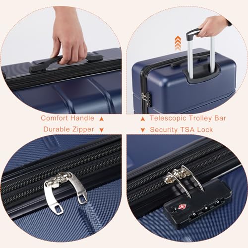 Navy Blue 24 Inch Hard Shell ABS Spinner Luggage F1427