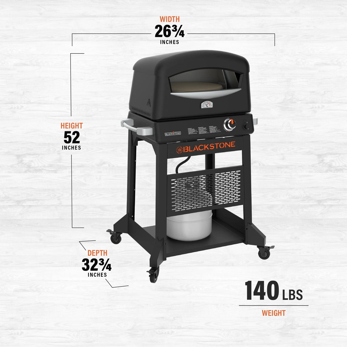 Propane Pizza Oven with Rotating Cordierite Stone and Mobile Stand X823432