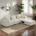 Ivory Modular Sectional Sofa with Ottoman E4969