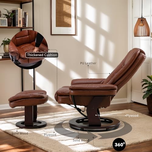 PU Leather Swivel Recliner with Ottoman Z1273