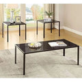 Black 3 Piece Glass Top Coffee Table Set K30867