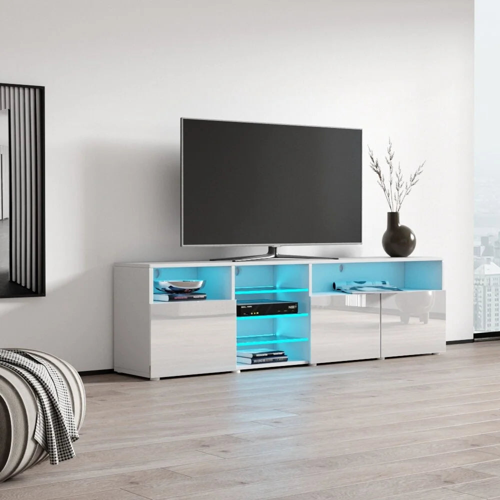White Glossy 79-inch Wide TV Stand Z1938