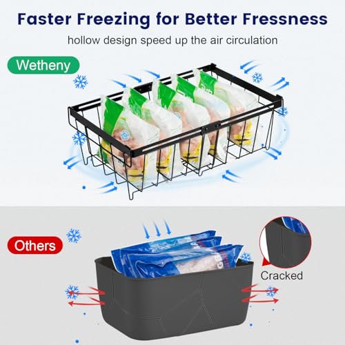 2 Pack Large Expandable Stackable Black Freezer Organizer Bins K887