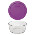 4-Cup Round Glass Storage Bowl with Purple Lid Z85655