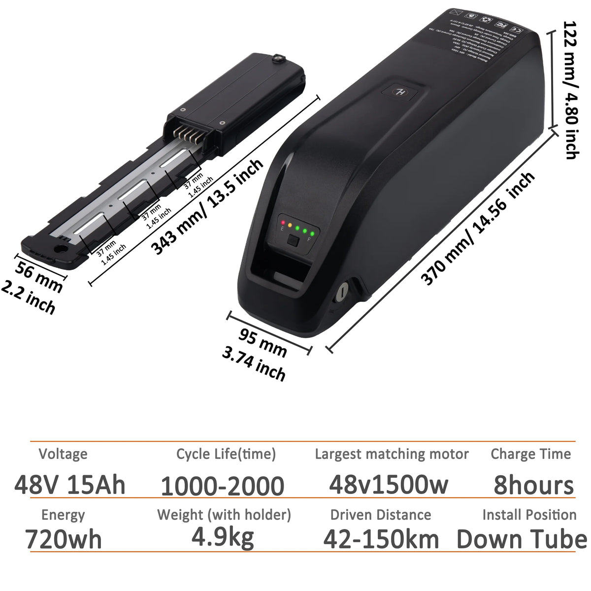 48V 10Ah Lithium Ebike Battery with Charger M283