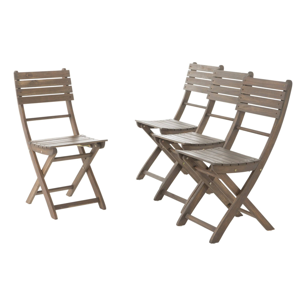 Grey Acacia Wood Foldable Dining Chairs Set of 4 A83023
