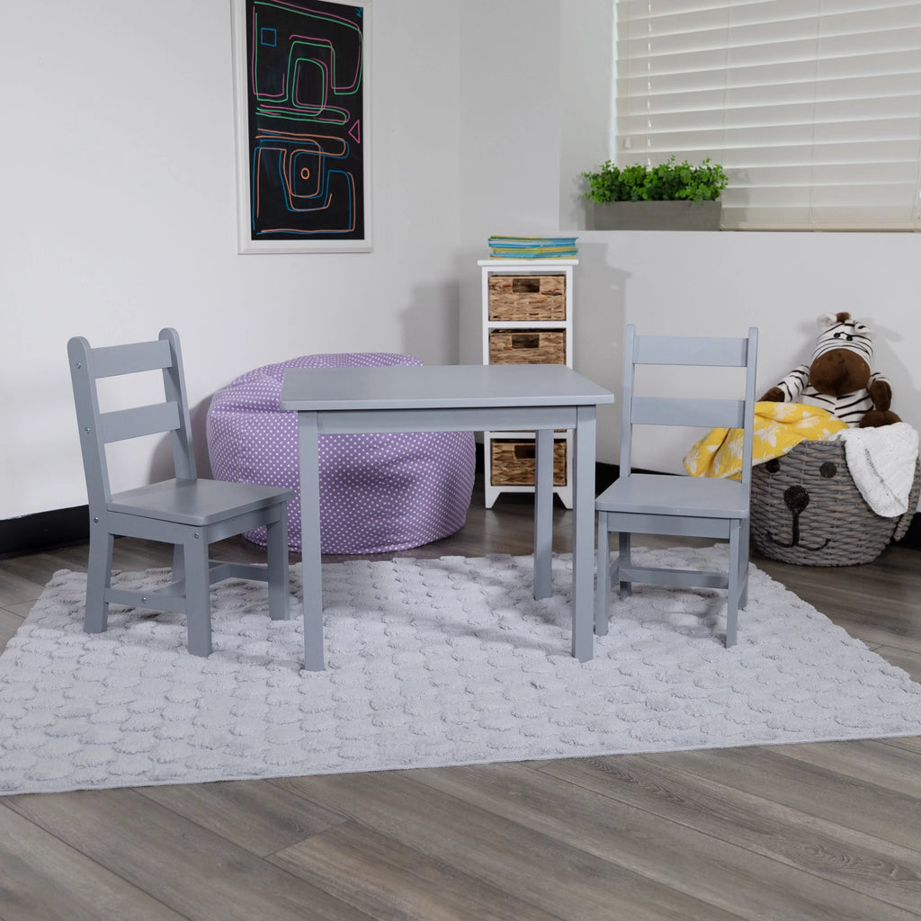 Gray 3 Piece Kids Table and Chair Set Z179