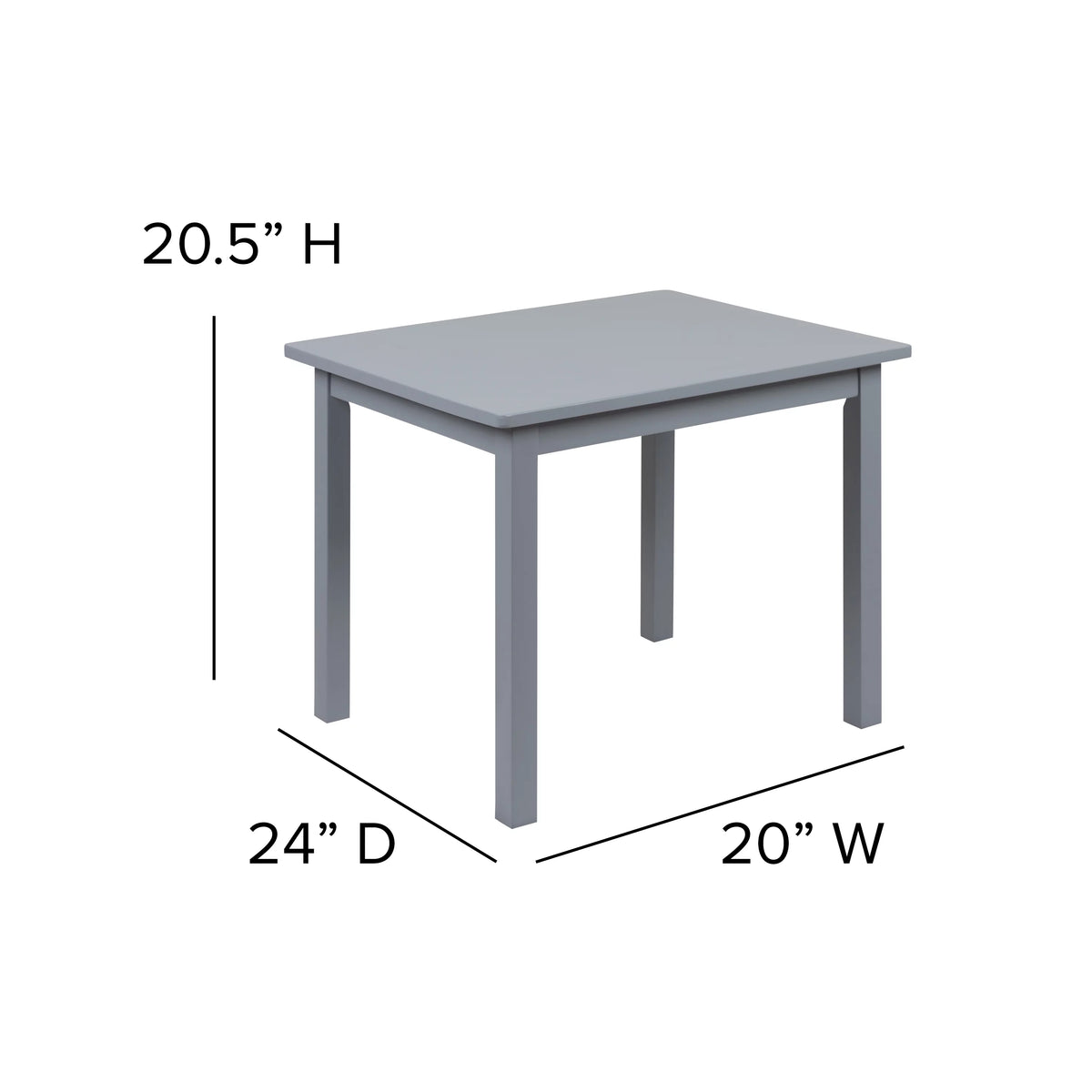 Gray 3 Piece Kids Table and Chair Set Z179