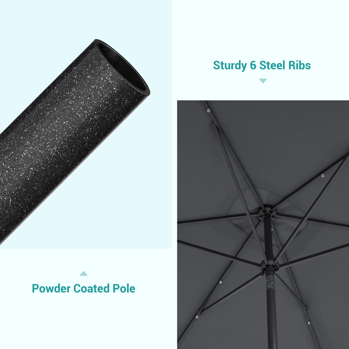 10 x 6.5ft LED Solar Patio Umbrella with Non-Fading Canopy D76071