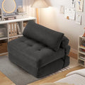 Folding Convertible Sofa Bed with Pillow, Black Linen Fabric V805262