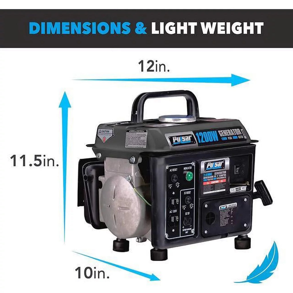 Portable Gas-Powered Generator with Carrying Handle, 1200W, Black/Gray I6065