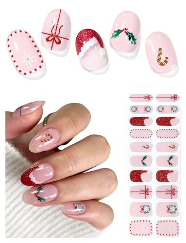 Semi Cured Gel Nail Strips French Snowflake 20 Pcs B35357
