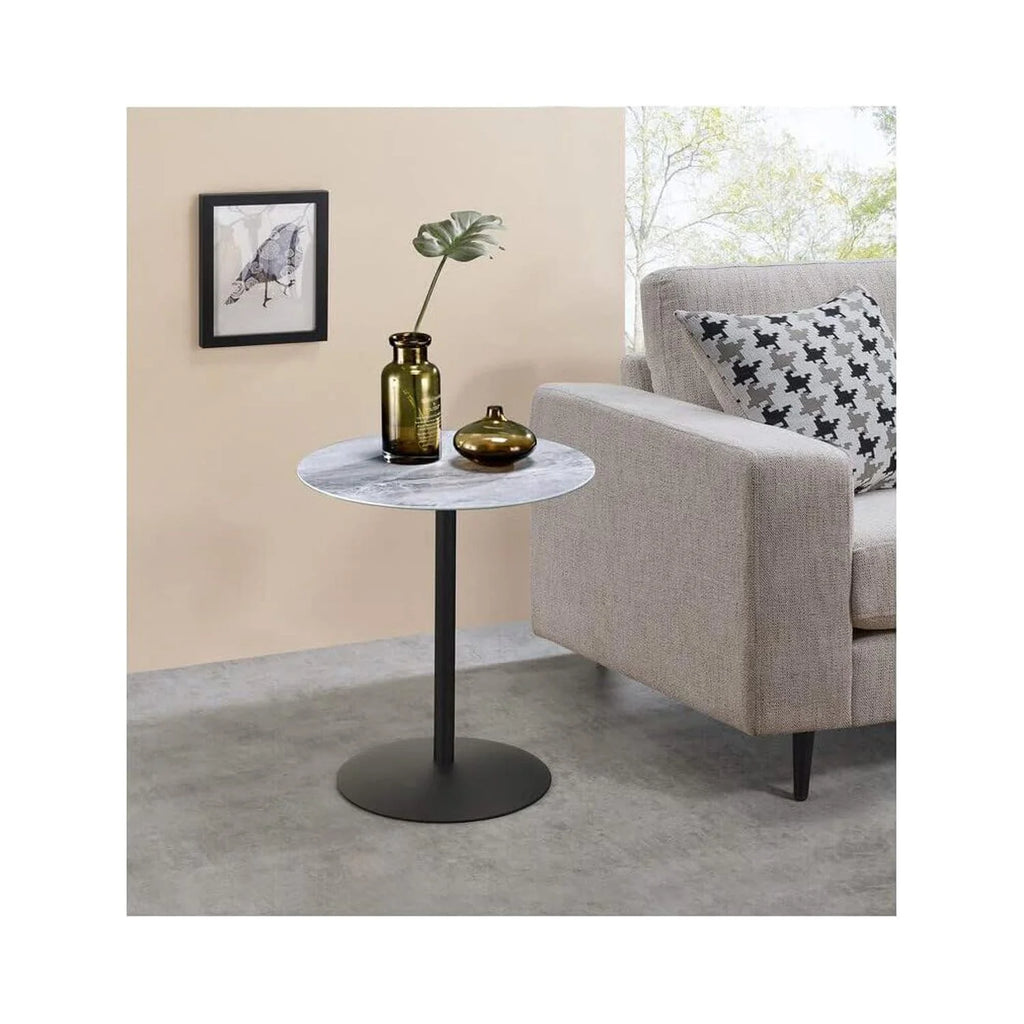 Asian Aesthetics End Table With Marble Textured Glass Top A296456