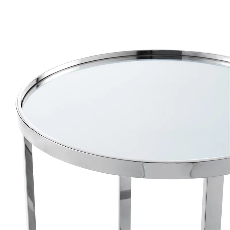 21.6 in. Mirrored Top Cross Legs End Table P6137