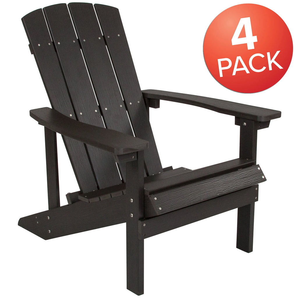 All-weather Poly Resin Wood Outdoor Adirondack Chair Set of 4 Slate Gray M7824