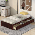 Twin Size Platform Bed with Storage Drawers Wood Bed Frame G1825