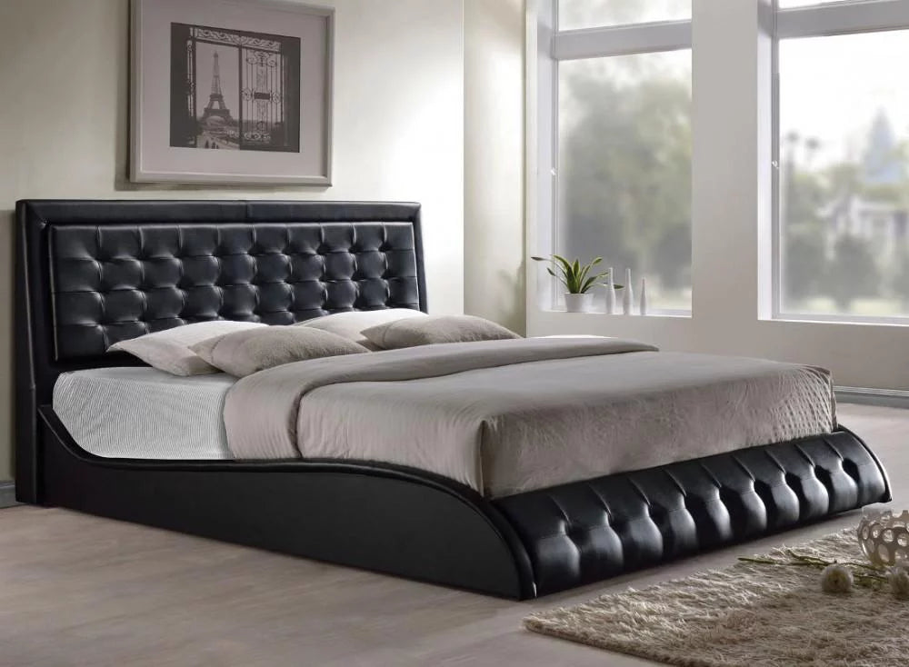 Black PU Upholstered Queen Bedroom Set 5Pcs B178