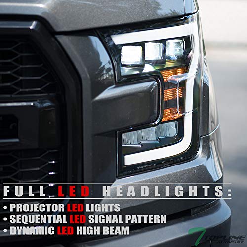 Compatible With 2015-2017 Ford F150 Black Housing Full LED Sequential Projector Headlights S40885