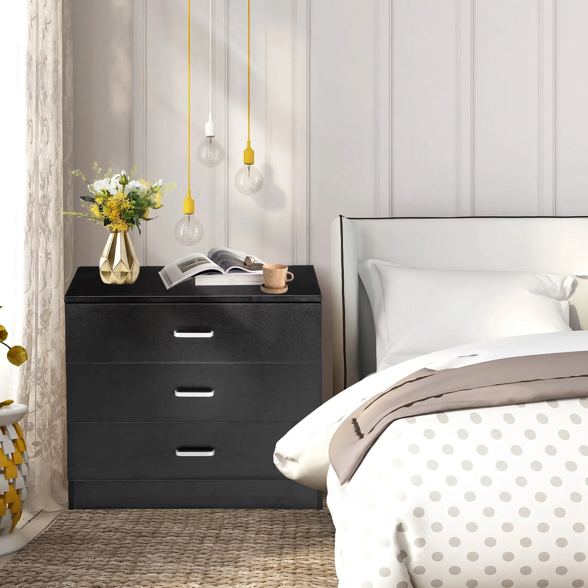 Black Wooden Storage Chest of Drawers Z44922