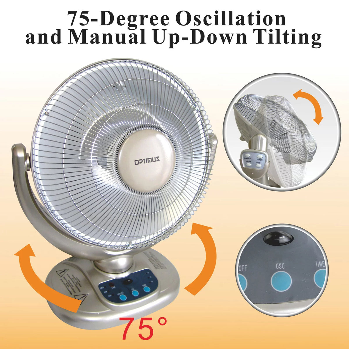 14" Adjustable Oscillating Dish Space Heater with Remote Control T19248