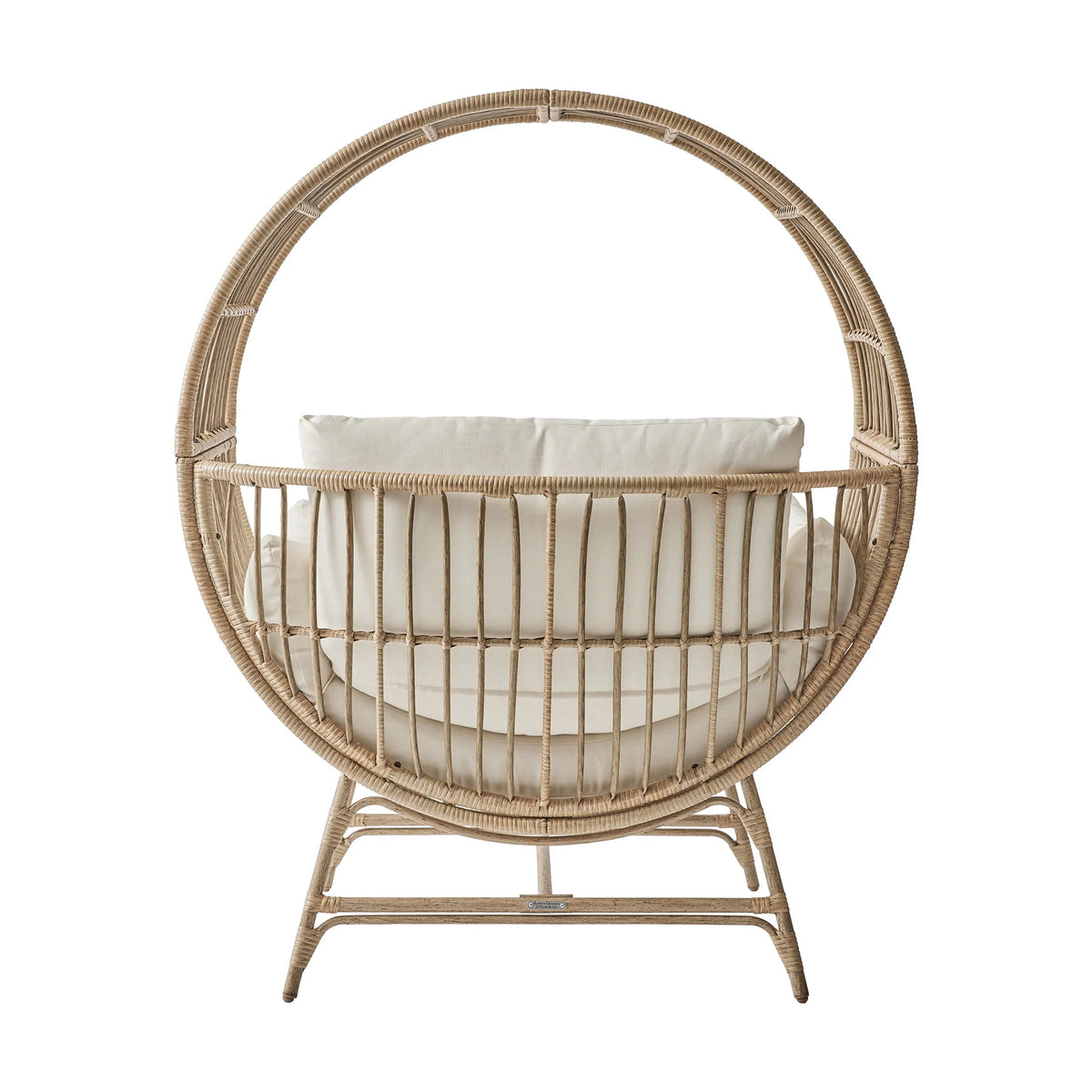 Beige Round Wicker Outdoor Egg Chair K357993