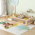 Twin Size Montessori Floor Bed with Guardrails and Door H896