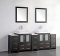 84 in. Espresso Bathroom Vanity with Double Basin White Ceramic Top and Mirrors P4543
