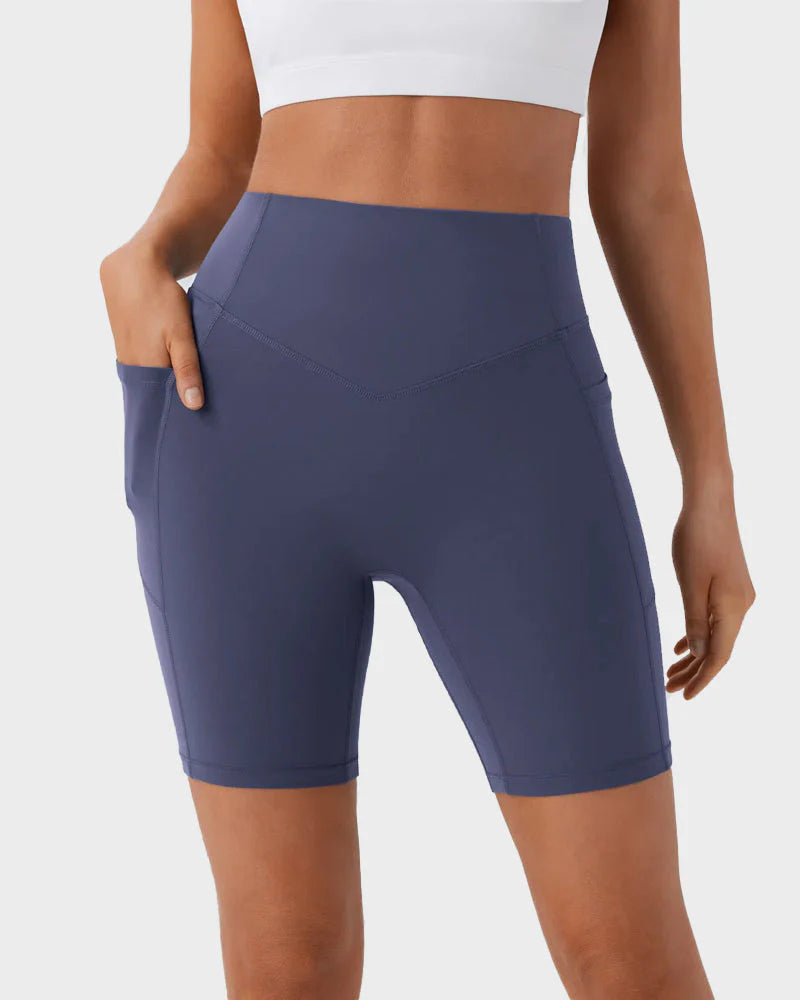Tummy Control Butt-Lifting Training Shorts with Pockets A23581