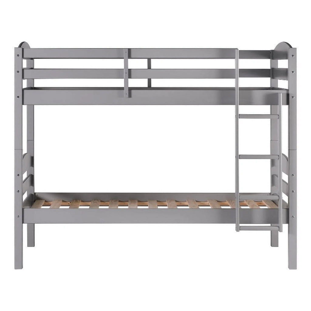 Gray Solid Wood Twin-over-Twin Bunk Bed Frame W4279