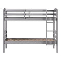 Gray Solid Wood Twin-over-Twin Bunk Bed Frame W4279